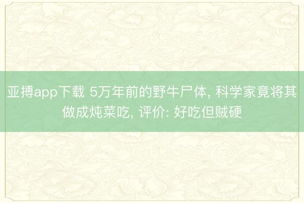 亚搏app下载 5万年前的野牛尸体, 科学家竟将其做成炖菜吃, 评价: 好吃但贼硬