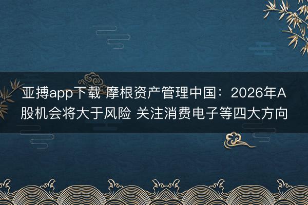 亚搏app下载 摩根资产管理中国：2026年A股机会将大于风险 关注消费电子等四大方向