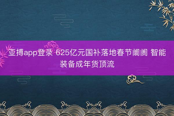 亚搏app登录 625亿元国补落地春节阛阓 智能装备成年货顶流