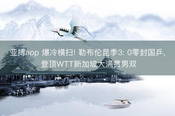 亚搏app 爆冷横扫! 勒布伦昆季3: 0零封国乒， 登顶WTT新加坡大满贯男双
