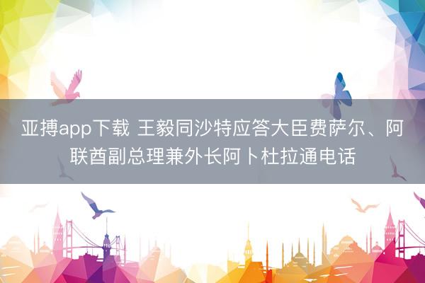 亚搏app下载 王毅同沙特应答大臣费萨尔、阿联酋副总理兼外长阿卜杜拉通电话