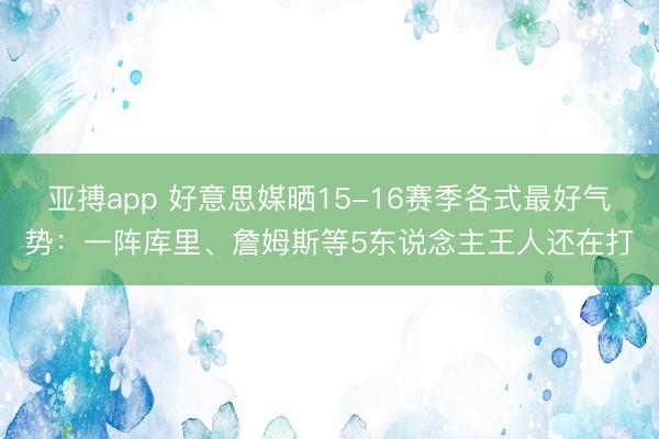 亚搏app 好意思媒晒15-16赛季各式最好气势：一阵库里、詹姆斯等5东说念主王人还在打