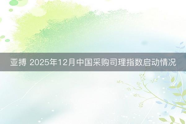 亚搏 2025年12月中国采购司理指数启动情况