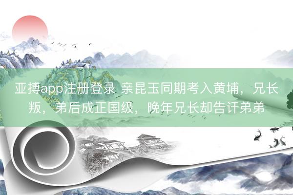 亚搏app注册登录 亲昆玉同期考入黄埔，兄长叛，弟后成正国级，晚年兄长却告讦弟弟