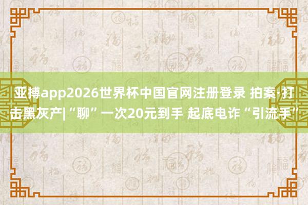 亚搏app2026世界杯中国官网注册登录 拍案·打击黑灰产|“聊”一次20元到手 起底电诈“引流手”
