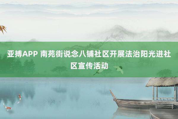 亚搏APP 南苑街说念八铺社区开展法治阳光进社区宣传活动