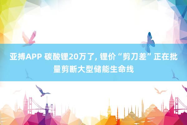 亚搏APP 碳酸锂20万了， 锂价“剪刀差”正在批量剪断大型储能生命线