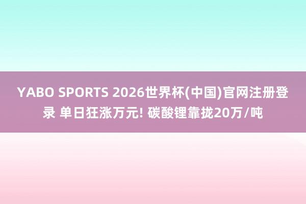 YABO SPORTS 2026世界杯(中国)官网注册登录 单日狂涨万元! 碳酸锂靠拢20万/吨