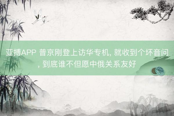 亚搏APP 普京刚登上访华专机， 就收到个坏音问， 到底谁不但愿中俄关系友好