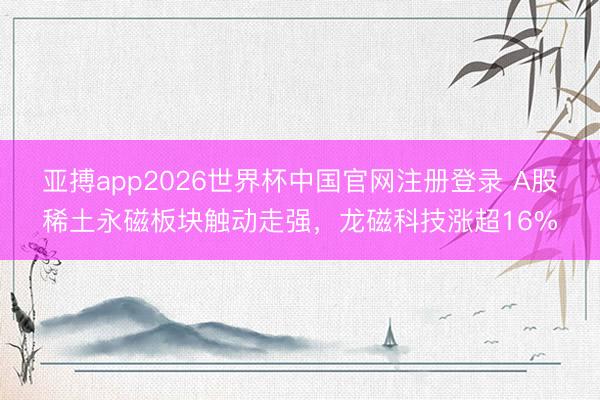 亚搏app2026世界杯中国官网注册登录 A股稀土永磁板块触动走强，龙磁科技涨超16%