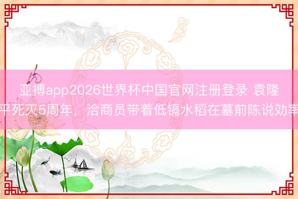 亚搏app2026世界杯中国官网注册登录 袁隆平死灭5周年，洽商员带着低镉水稻在墓前陈说効率