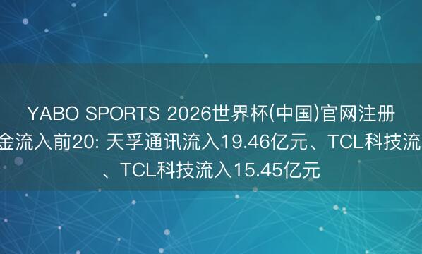 YABO SPORTS 2026世界杯(中国)官网注册登录 主力资金流入前20: 天孚通讯流入19.46亿元、TCL科技流入15.45亿元