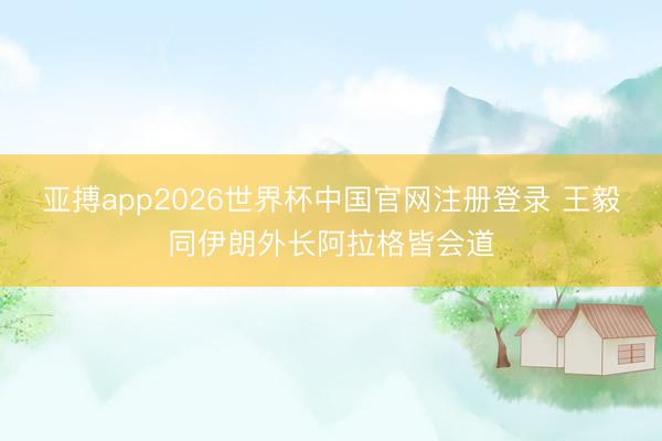 亚搏app2026世界杯中国官网注册登录 王毅同伊朗外长阿拉格皆会道