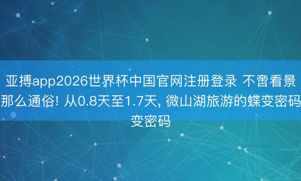 亚搏app2026世界杯中国官网注册登录 不啻看景那么通俗! 从0.8天至1.7天， 微山湖旅游的蝶变密码